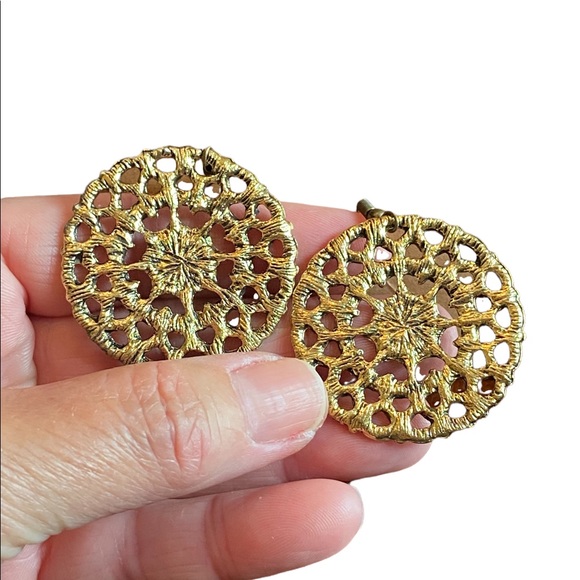 Antique Gold Drop Circular Boho Style Earrings - Picture 3 of 7